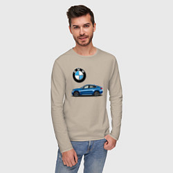 Лонгслив хлопковый мужской BMW X6, цвет: миндальный — фото 2