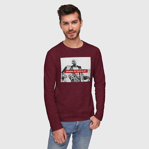 Мужской лонгслив DMX - Where my dogs at / Меланж-бордовый – фото 3