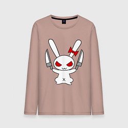 Лонгслив хлопковый мужской Зайка с ножами, цвет: пыльно-розовый