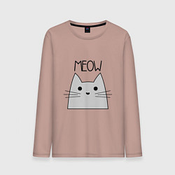 Лонгслив хлопковый мужской Котик - Мяу, цвет: пыльно-розовый
