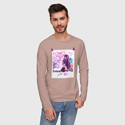 Лонгслив хлопковый мужской Аниме Девушка Сакура, цвет: пыльно-розовый — фото 2