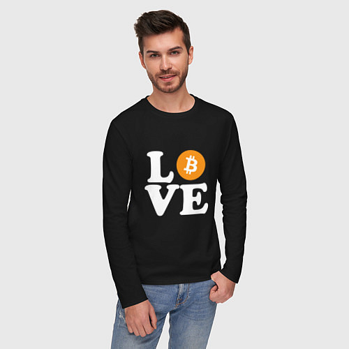 Мужской лонгслив LOVE BITCOIN БИТКОИН БИТОК / Черный – фото 3