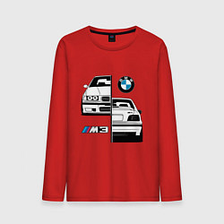 Лонгслив хлопковый мужской BMW M3 E 36 БМВ М3 E 36, цвет: красный
