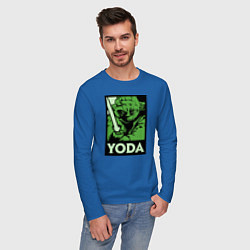 Лонгслив хлопковый мужской Yoda цвета синий — фото 2