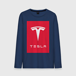 Лонгслив хлопковый мужской TESLA MOTORS ТЕСЛА, цвет: тёмно-синий