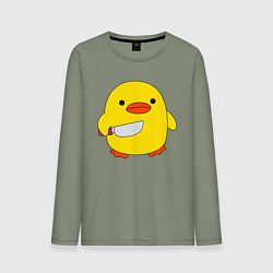 Лонгслив хлопковый мужской УТКА С НОЖОМ КРУГЛЯШ, цвет: авокадо