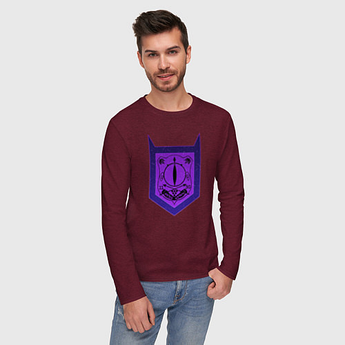 Мужской лонгслив Babyls Demon School logo / Меланж-бордовый – фото 3