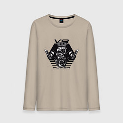 Лонгслив хлопковый мужской Двигатель V8 Power, цвет: миндальный