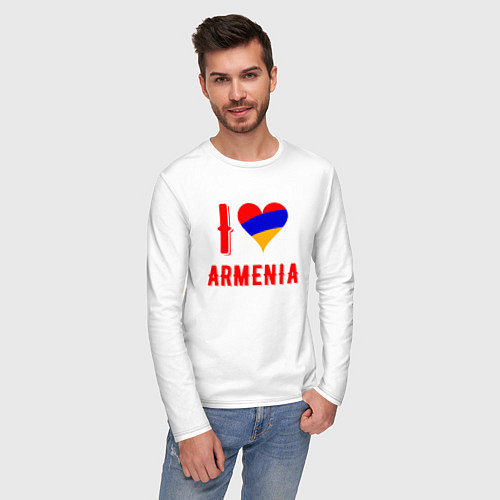 Мужской лонгслив I Love Armenia / Белый – фото 3