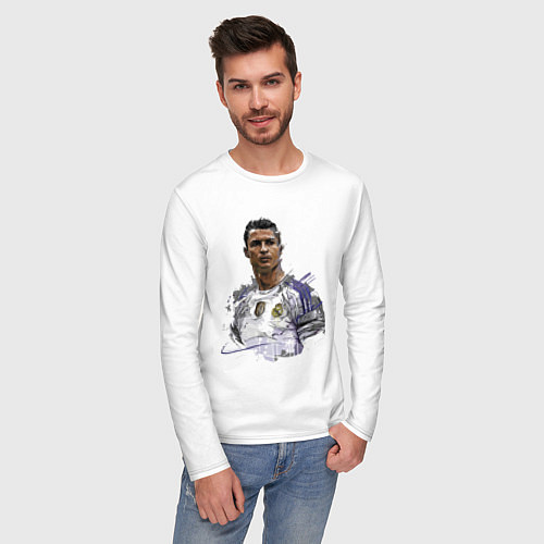 Мужской лонгслив Cristiano Ronaldo Manchester United Portugal / Белый – фото 3