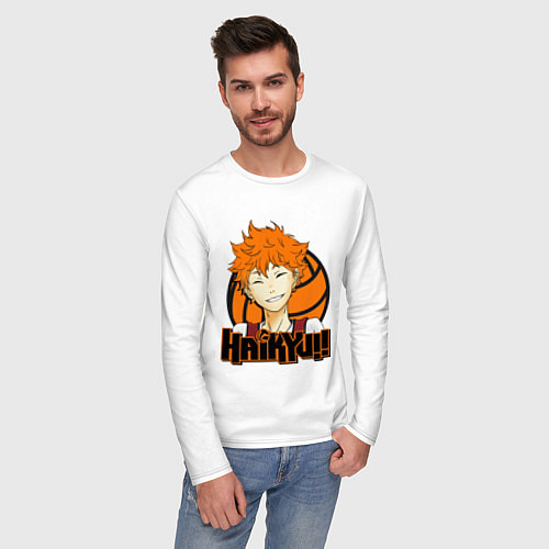 Мужской лонгслив Haikyu Улыбка Хинаты / Белый – фото 3