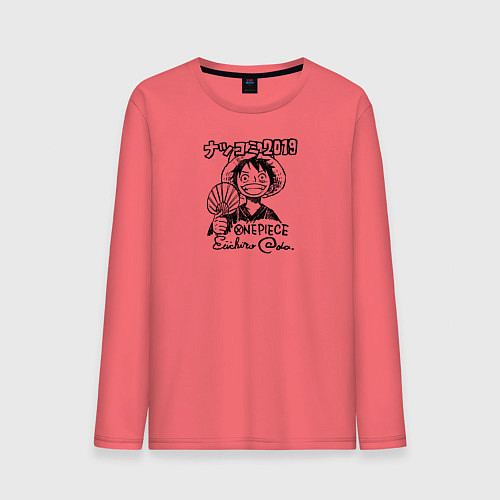 Мужской лонгслив Улыбка Луффи с веером One Piece / Коралловый – фото 1
