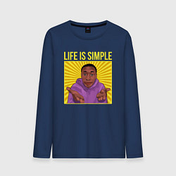 Лонгслив хлопковый мужской Life is simple!, цвет: тёмно-синий