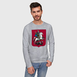 Лонгслив хлопковый мужской Георгий Победоносец - Герб, цвет: меланж — фото 2