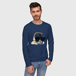 Лонгслив хлопковый мужской Клинок, рассекающий демонов, цвет: тёмно-синий — фото 2