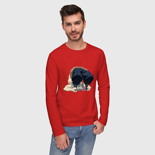 Мужской лонгслив Клинок, рассекающий демонов / Красный – фото 3