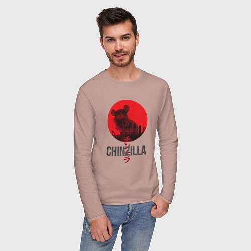 Мужской лонгслив Chinzilla black / Пыльно-розовый – фото 3