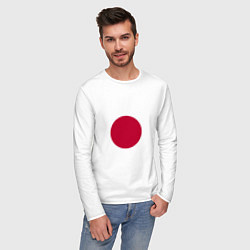 Лонгслив хлопковый мужской Япония Японский флаг, цвет: белый — фото 2