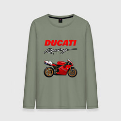 Лонгслив хлопковый мужской DUCATI ДУКАТИ MOTOSPORT, цвет: авокадо