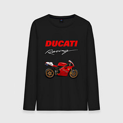 Лонгслив хлопковый мужской DUCATI ДУКАТИ MOTOSPORT, цвет: черный