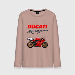 Лонгслив хлопковый мужской DUCATI ДУКАТИ MOTOSPORT, цвет: пыльно-розовый