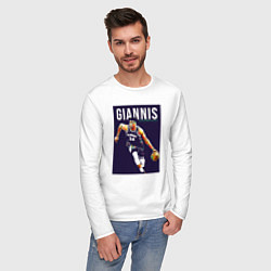 Лонгслив хлопковый мужской Giannis - Bucks, цвет: белый — фото 2