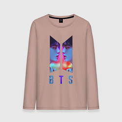 Лонгслив хлопковый мужской Logo BTS, цвет: пыльно-розовый