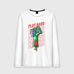 Лонгслив хлопковый мужской Play Hard, цвет: белый