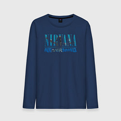 Лонгслив хлопковый мужской Nirvana Нирвана Рок Rock, цвет: тёмно-синий