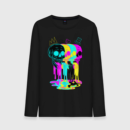 Мужской лонгслив 4 ЧЕРЕПА SKULLS NEON / Черный – фото 1