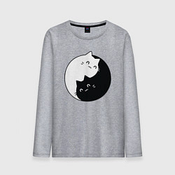 Лонгслив хлопковый мужской Инь Ян Котики, цвет: меланж