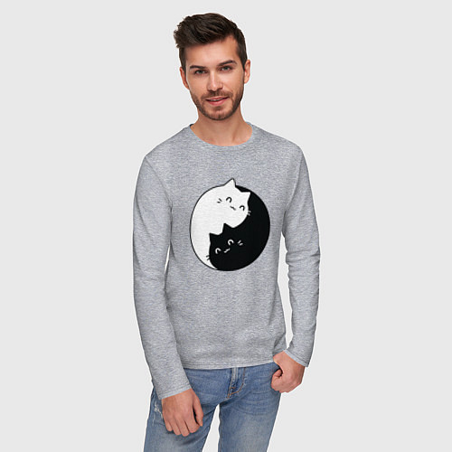 Мужской лонгслив Инь Ян Котики / Меланж – фото 3