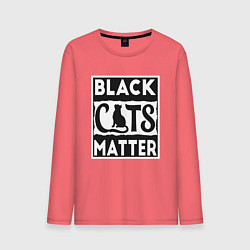 Лонгслив хлопковый мужской Black Cats Matter, цвет: коралловый