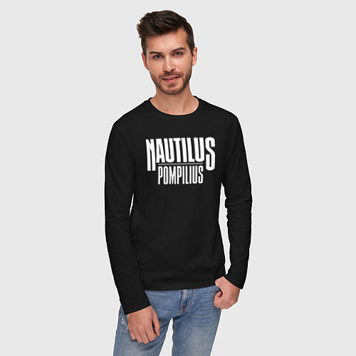 Мужской лонгслив Nautilus Pompilius логотип / Черный – фото 3