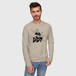 Лонгслив хлопковый мужской DDT Юрий Шевчук, цвет: миндальный — фото 2