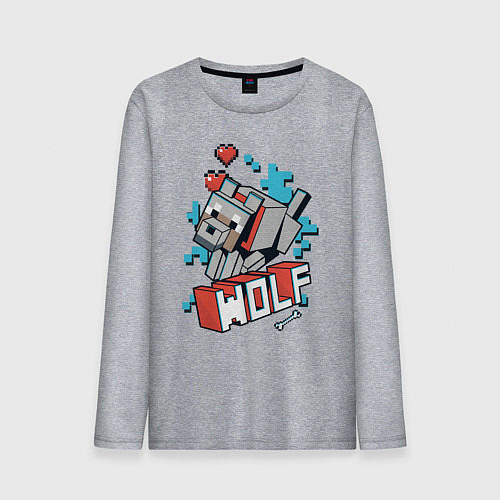 Мужской лонгслив Майнкрафт Волк, Minecraft Wolf / Меланж – фото 1