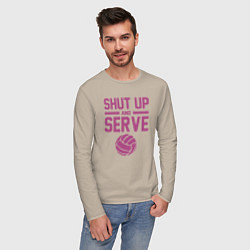 Лонгслив хлопковый мужской Shut Up And Serve, цвет: миндальный — фото 2