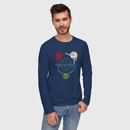 Мужской лонгслив Volleyball Life / Тёмно-синий – фото 3