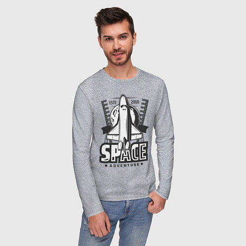 Мужской лонгслив Космический корабль / Меланж – фото 3