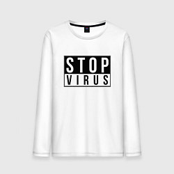 Лонгслив хлопковый мужской Stop Virus, цвет: белый