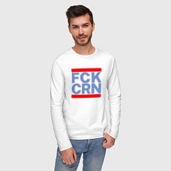 Лонгслив хлопковый мужской FCK CRN, цвет: белый — фото 2