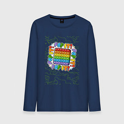 Лонгслив хлопковый мужской Pop It - Camo, цвет: тёмно-синий