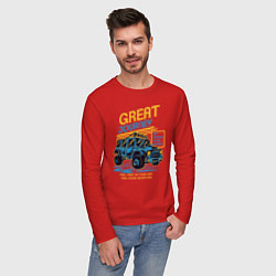Лонгслив хлопковый мужской Авто внедорожник, цвет: красный — фото 2