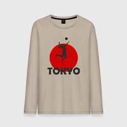 Лонгслив хлопковый мужской Tokyo Volleyball, цвет: миндальный