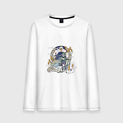 Лонгслив хлопковый мужской Бай Чжу, цвет: белый