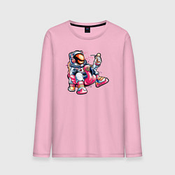 Лонгслив хлопковый мужской Космонавт на реклаксе, цвет: светло-розовый