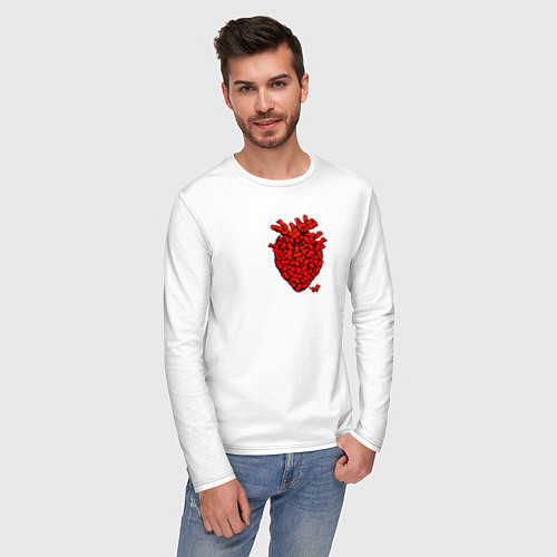 Мужской лонгслив Сердце из котиков / Белый – фото 3