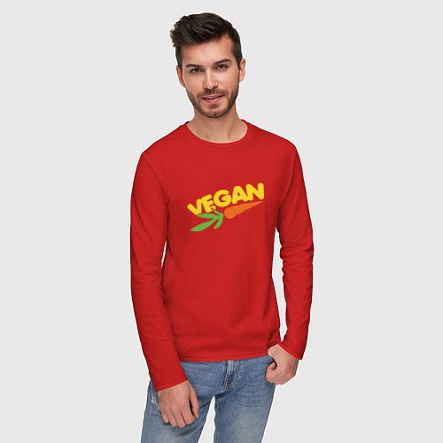 Мужской лонгслив Vegan Life / Красный – фото 3