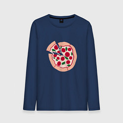 Лонгслив хлопковый мужской Пицца и ломтик, цвет: тёмно-синий