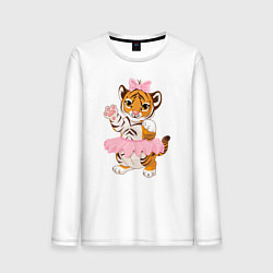 Лонгслив хлопковый мужской Tiger Girl, цвет: белый
